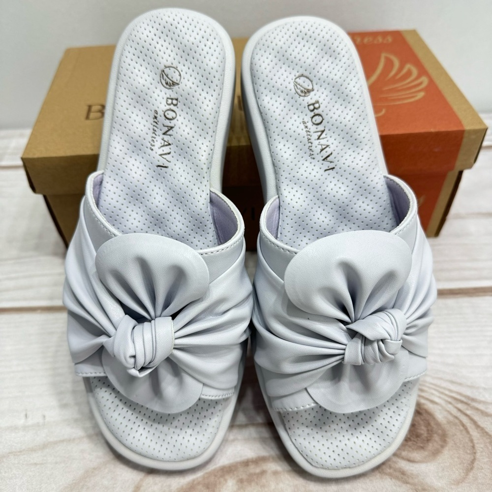 Bonavi Slides Pale Lavender Comfort Antistress Knotted Bow Feminine Twee NEW